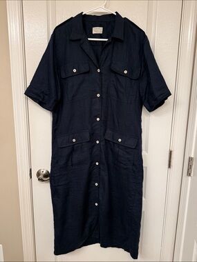 Billy Reid Linen Utility Dress Size Small